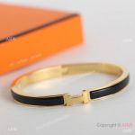 NEW Replica Hermes Clic H Black Enamel Bracelet Small model